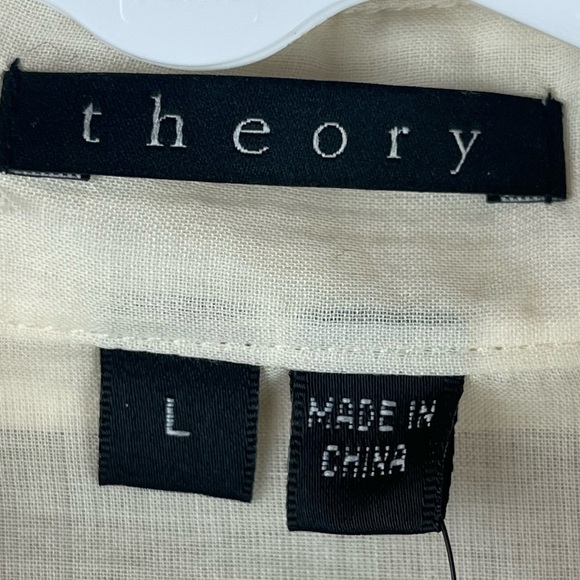 NWT Women's THEORY Alynn Ivory Button Down Shirt Sz L Washed Gauze - Picture 3 of 15